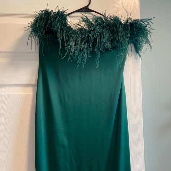ZARA FEATHER SATIN EFFECT DRESS - Picture 7 of 11